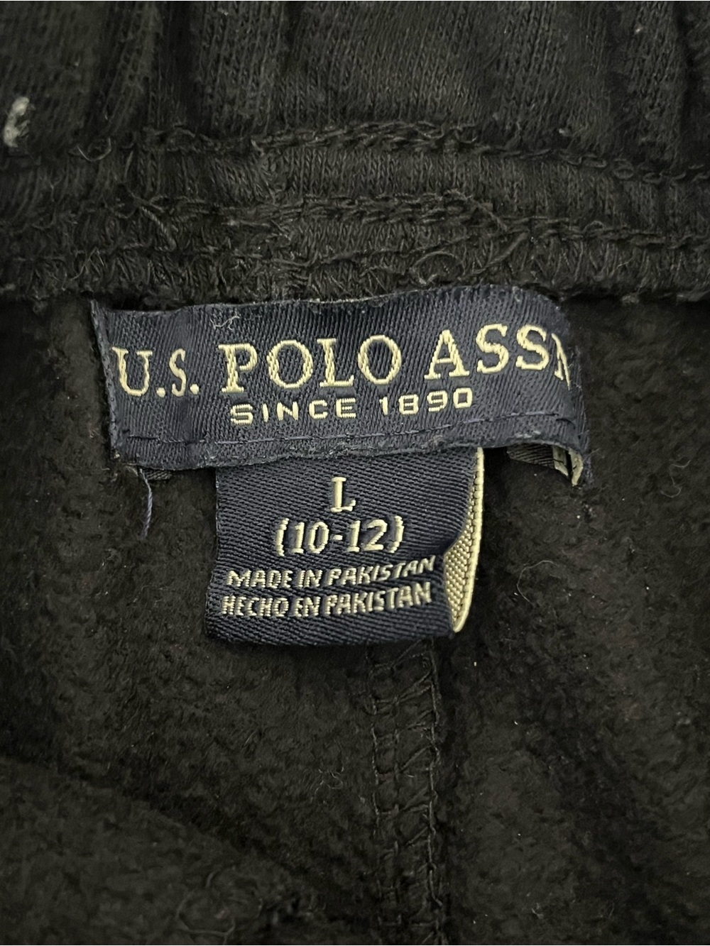 U.S. Polo Assn. Boys Black Sweatpants Large 10/12 Jogger Pants - Picture 2 of 2